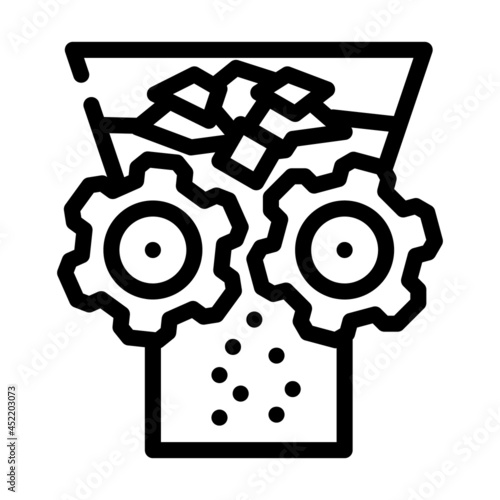 shredding solid waste line icon vector. shredding solid waste sign. isolated contour symbol black illustration