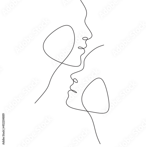 Abstract faces one line couple vector minimalist. 
