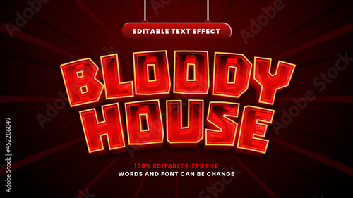 Bloody house editable text effect in modern 3d style