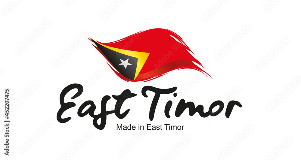 Fototapeta premium Made in East Timor handwritten flag ribbon typography lettering logo label banner
