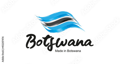 Made in Botswana handwritten flag ribbon typography lettering logo label banner