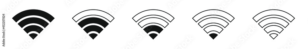 Wireless and wifi icon. Wi-fi high and low signal symbol. Internet Connection. Remote internet access collection - stock vector. Wireless and wifi icon. Wi-fi high and low signal symbol. Internet Connection. Remote internet access collection - stock vector.