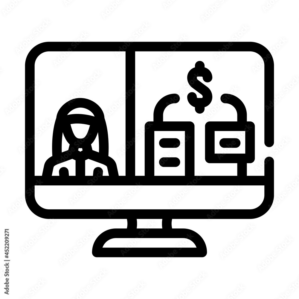 business video conference line icon vector. business video conference sign. isolated contour symbol black illustration business video conference line icon vector. business video conference sign. isolated contour symbol black illustration
