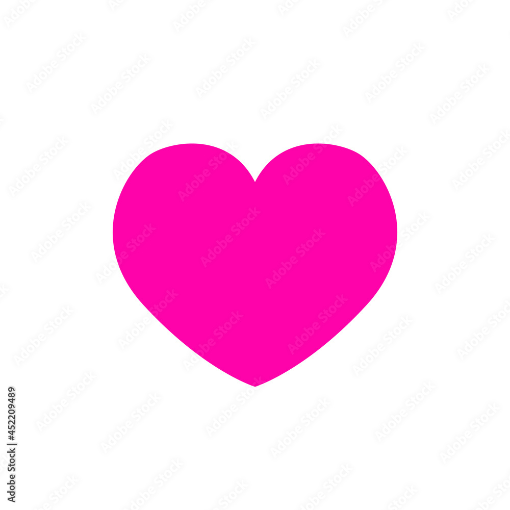 Heart illustration, love symbol, pink red color. Vector on white background.