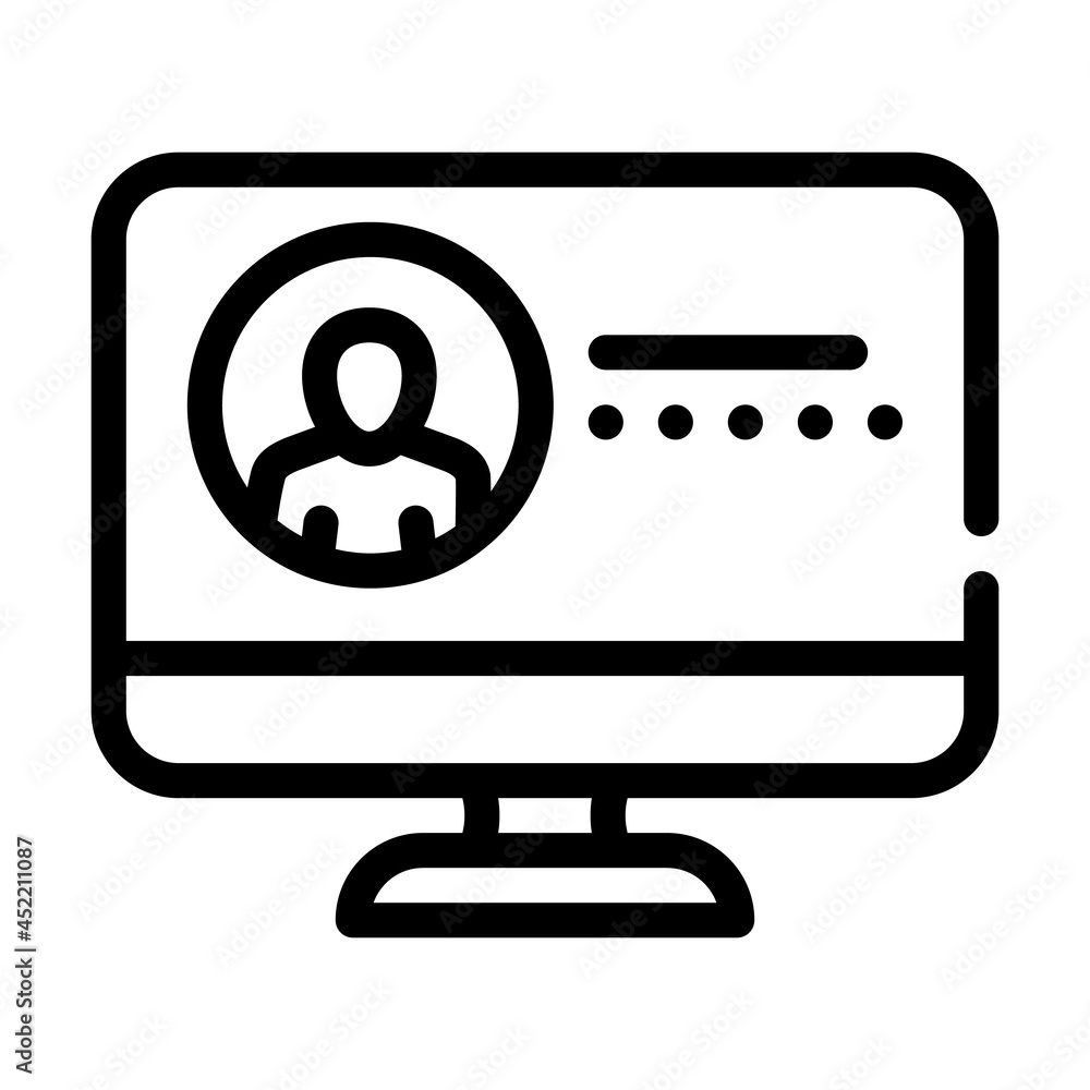 login and password for video conference line icon vector. login and password for video conference sign. isolated contour symbol black illustration login and password for video conference line icon vector. login and password for video conference sign. isolated contour symbol black illustration