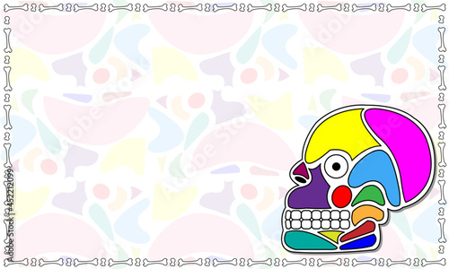 Calavera rompecabezas con huesos y dientes