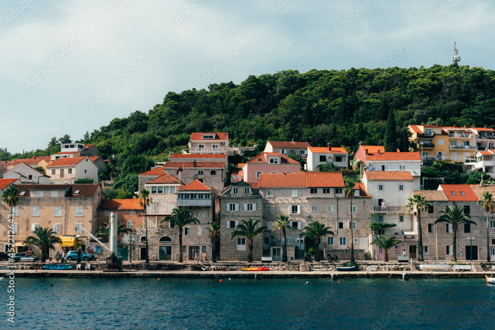 Beautiful view of the old town of Korcula on an island in the Adriatic Sea, Croatia