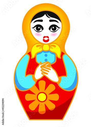 Matryoshka, emotions, emoticons, female face, painted face, doll, Russian doll, scared, fashion, printing, Internet, application, girl, dress, bright dress, beautiful eyebrows, cartoon, tradition