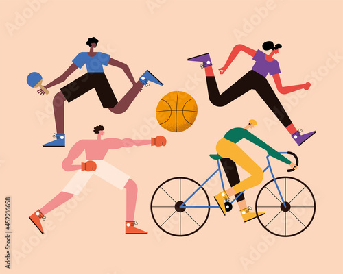 persons group practicing sports