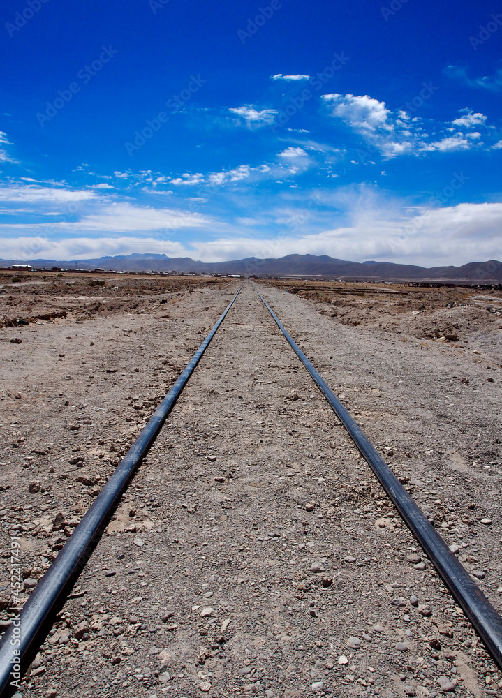 Parallel Train Parallel train tracks in Salar de Uyuni, Bolivia Stock-Foto | Adobe Stock