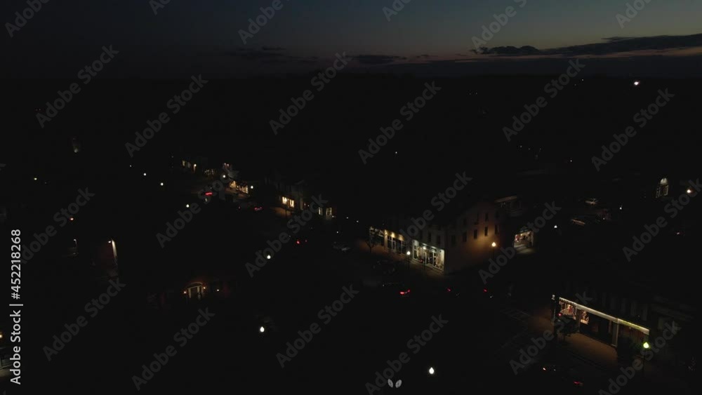 Night Town Pittsford Suburb of Rochester Monroe County, New York Drone Aerial View