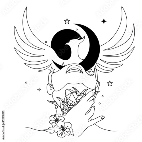 Goddess Line art set. Feminine energy