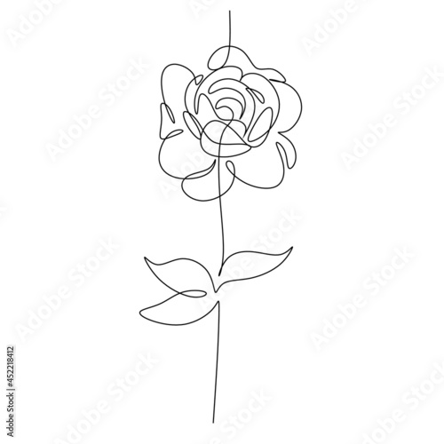 Set of sketches, hand drawn rose, line art. Vector illustration
