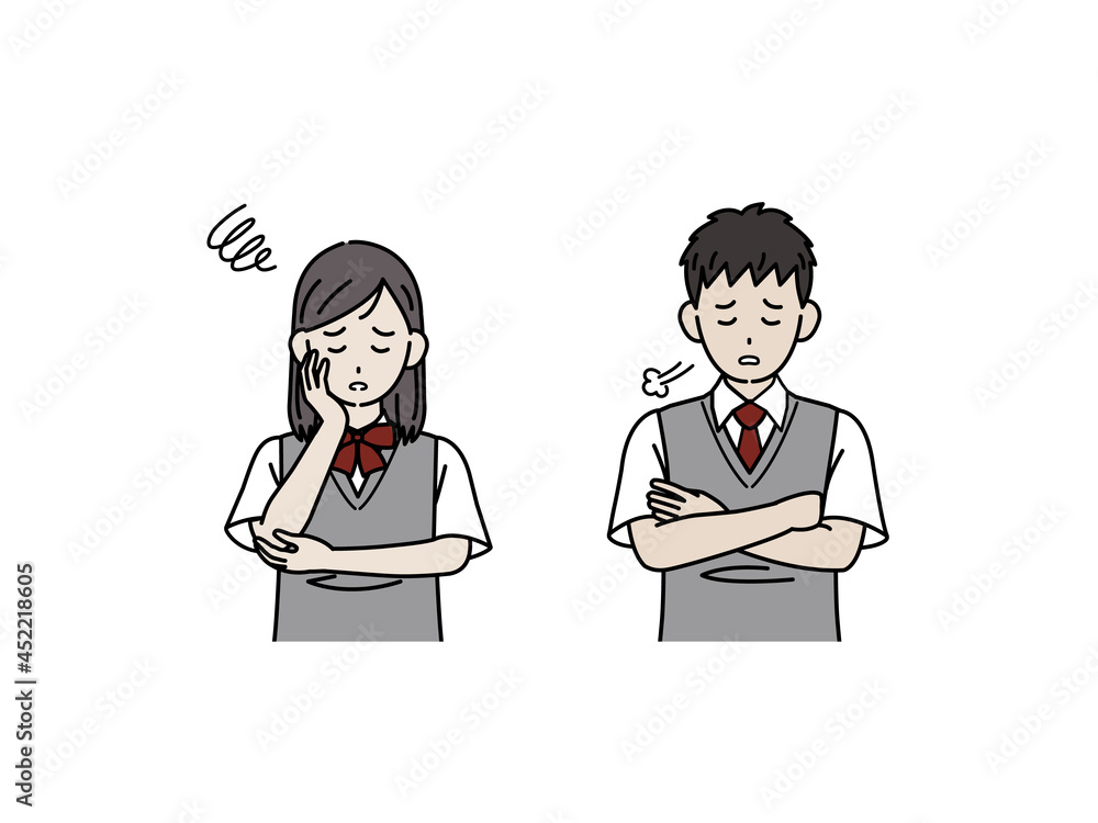 落ち込む学生 不安 悩み 中高生 高校生 中学生 男女 イラスト素材 Stock Vector Adobe Stock