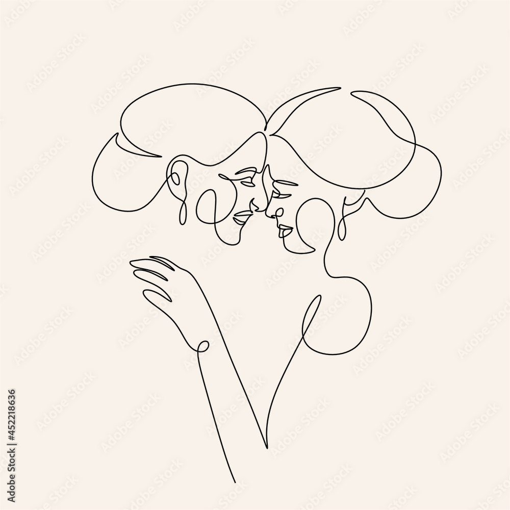 Woman face in single line art style. Continuous one line portrait ...