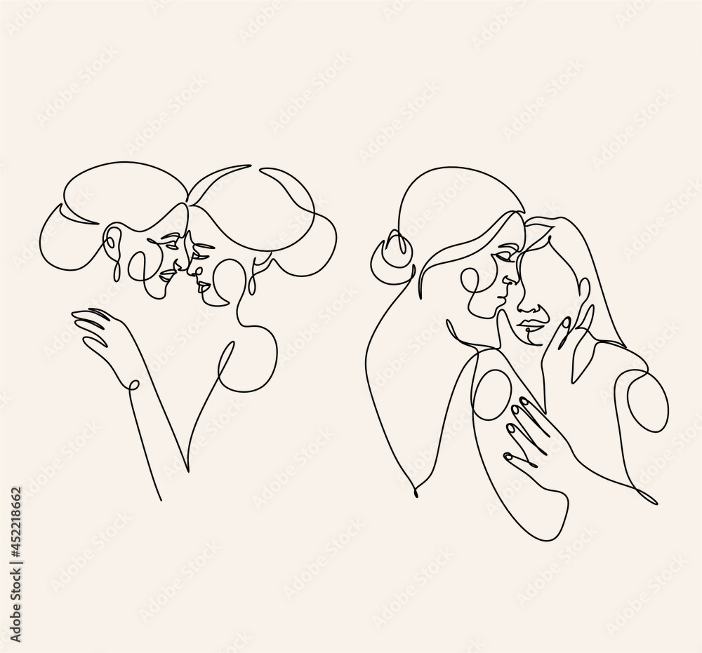 Couple line art. Man and woman one line drawing vector. Abstract ...