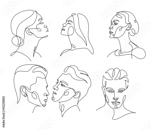 Couple line art. Man and woman one line drawing vector. Abstract minimal elegant logo