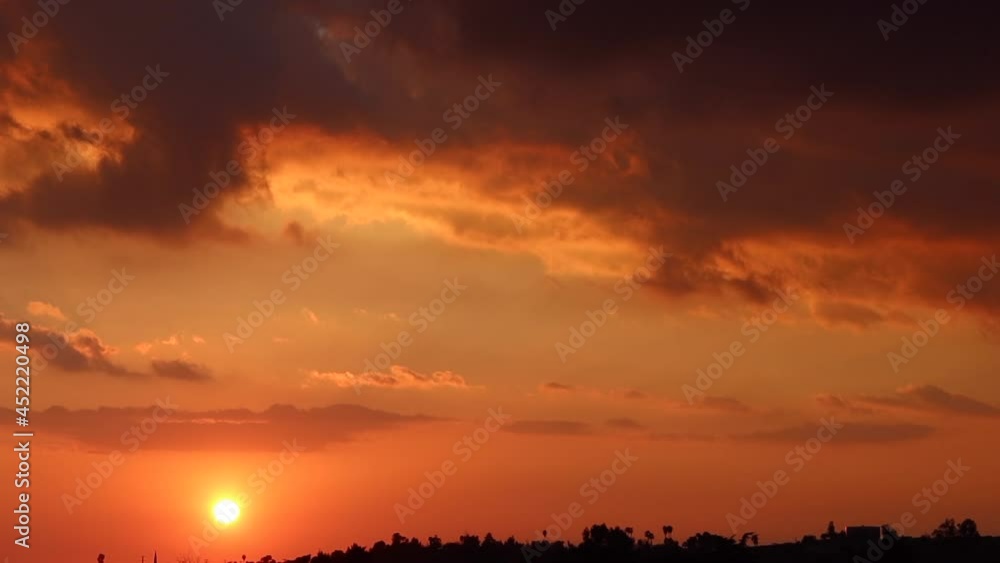A Dramatic Sunset in California with Dynamic Cloud Action after a Storm A Dramatic Sunset in California with Dynamic Cloud Action after a Storm