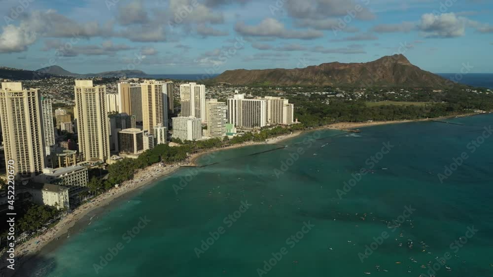 Waikiki Beach Hawaii Drone Aerial View Waikiki Beach Hawaii Drone Aerial View