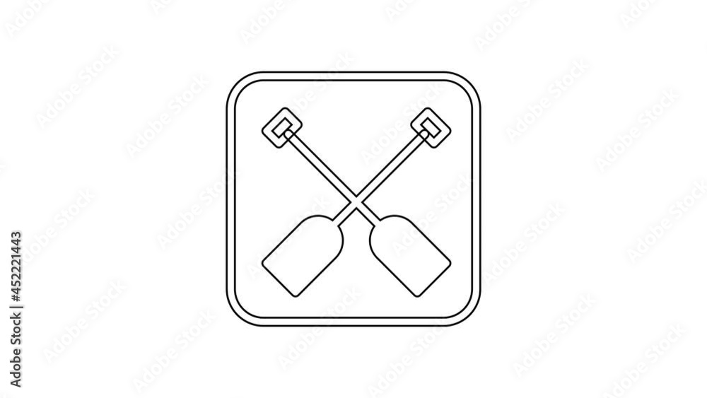 Black line Paddle icon isolated on white background. Paddle boat oars. 4K Video motion graphic animation Black line Paddle icon isolated on white background. Paddle boat oars. 4K Video motion graphic animation