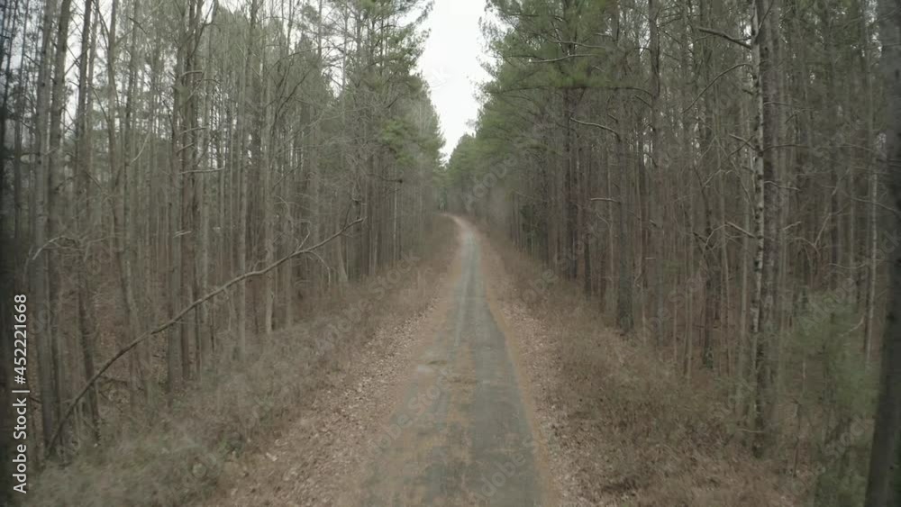 Drone Aerial View Abandoned Forest Road USA Drone Aerial View Abandoned Forest Road USA