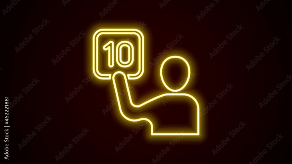 Glowing neon line Assessment of judges icon isolated on black background. 4K Video motion graphic animation Glowing neon line Assessment of judges icon isolated on black background. 4K Video motion graphic animation