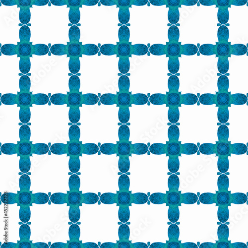 Hand drawn tropical seamless border. Blue