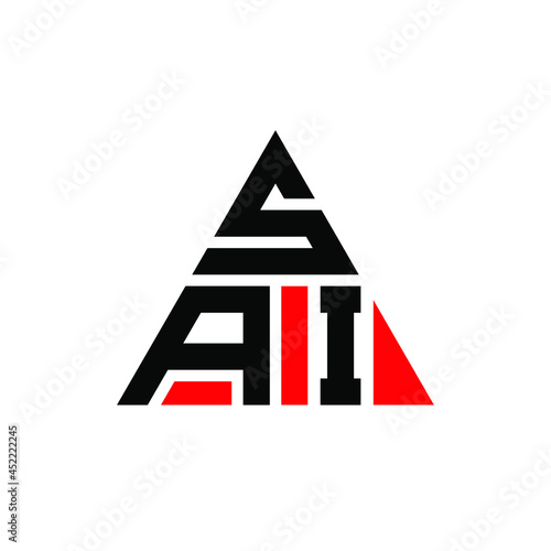 SAI triangle letter logo design with triangle shape. SAI triangle logo design monogram. SAI triangle vector logo template with red color. SAI triangular logo Simple, Elegant, and Luxurious Logo. SAI  photo