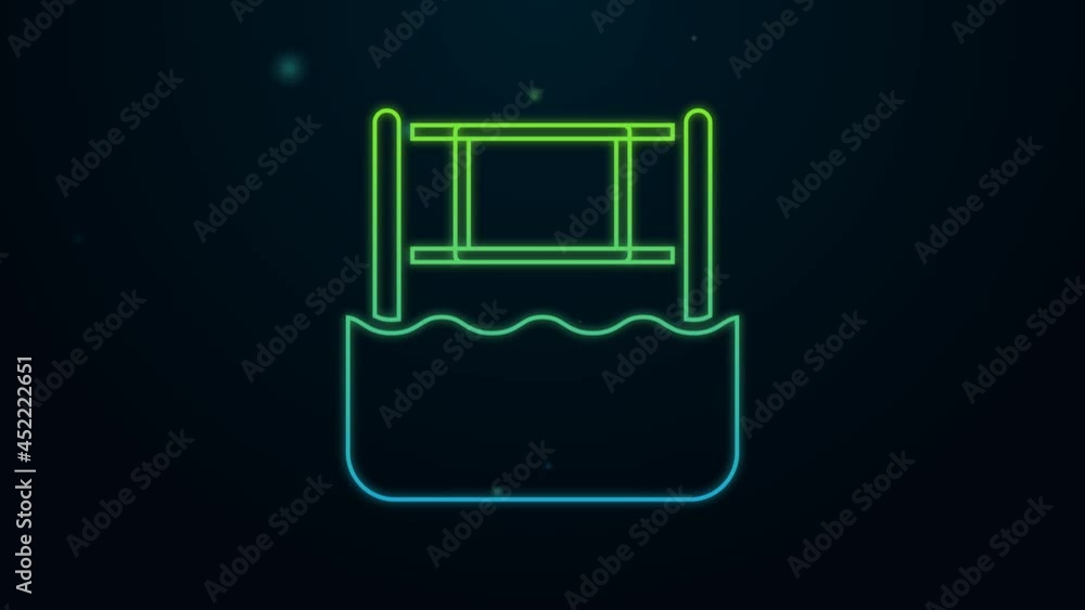 Glowing neon line Water volleyball net icon isolated on black background. 4K Video motion graphic animation Glowing neon line Water volleyball net icon isolated on black background. 4K Video motion graphic animation
