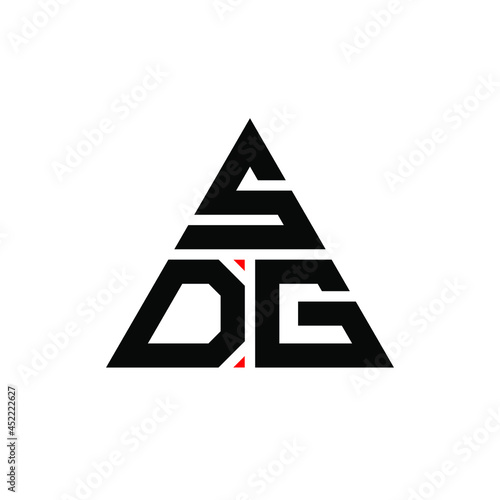 SDG triangle letter logo design with triangle shape. SDG triangle logo design monogram. SDG triangle vector logo template with red color. SDG triangular logo Simple, Elegant, and Luxurious Logo. SDG 