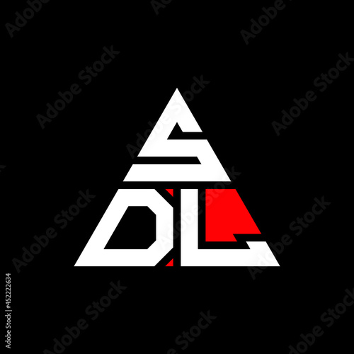 SDL triangle letter logo design with triangle shape. SDL triangle logo design monogram. SDL triangle vector logo template with red color. SDL triangular logo Simple, Elegant, and Luxurious Logo. SDL  photo