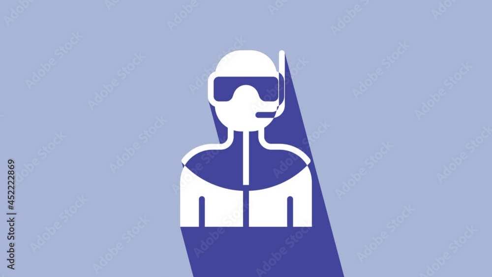 White Wetsuit for scuba diving icon isolated on purple background. Diving underwater equipment. 4K Video motion graphic animation White Wetsuit for scuba diving icon isolated on purple background. Diving underwater equipment. 4K Video motion graphic animation