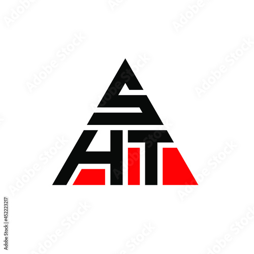 SHT triangle letter logo design with triangle shape. SHT triangle logo design monogram. SHT triangle vector logo template with red color. SHT triangular logo Simple, Elegant, and Luxurious Logo. SHT 