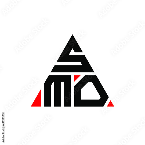 SMO triangle letter logo design with triangle shape. SMO triangle logo design monogram. SMO triangle vector logo template with red color. SMO triangular logo Simple, Elegant, and Luxurious Logo. SMO 