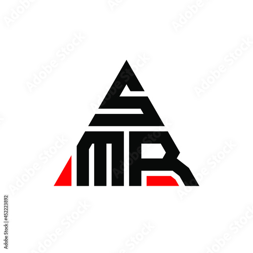 SMR triangle letter logo design with triangle shape. SMR triangle logo design monogram. SMR triangle vector logo template with red color. SMR triangular logo Simple, Elegant, and Luxurious Logo. SMR  photo