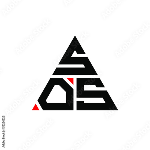 SOS triangle letter logo design with triangle shape. SOS triangle logo design monogram. SOS triangle vector logo template with red color. SOS triangular logo Simple, Elegant, and Luxurious Logo. SOS 