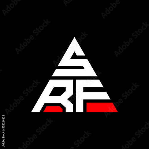 SRF triangle letter logo design with triangle shape. SRF triangle logo design monogram. SRF triangle vector logo template with red color. SRF triangular logo Simple, Elegant, and Luxurious Logo. SRF 
