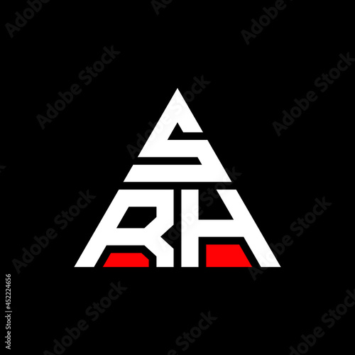 SRH triangle letter logo design with triangle shape. SRH triangle logo design monogram. SRH triangle vector logo template with red color. SRH triangular logo Simple, Elegant, and Luxurious Logo. SRH  photo