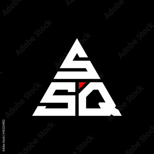 SSQ triangle letter logo design with triangle shape. SSQ triangle logo design monogram. SSQ triangle vector logo template with red color. SSQ triangular logo Simple, Elegant, and Luxurious Logo. SSQ  photo