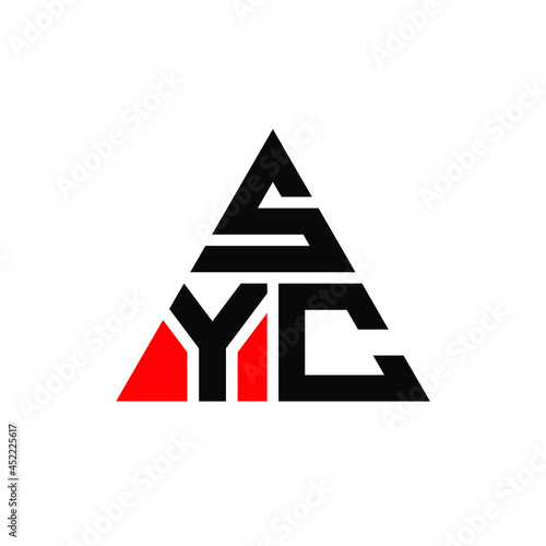 SYC triangle letter logo design with triangle shape. SYC triangle logo design monogram. SYC triangle vector logo template with red color. SYC triangular logo Simple, Elegant, and Luxurious Logo. SYC  photo