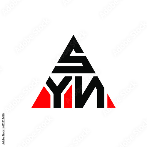 SYN triangle letter logo design with triangle shape. SYN triangle logo design monogram. SYN triangle vector logo template with red color. SYN triangular logo Simple, Elegant, and Luxurious Logo. SYN 