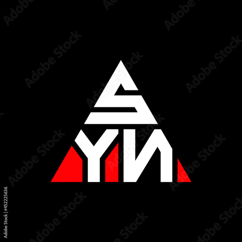 SYN triangle letter logo design with triangle shape. SYN triangle logo design monogram. SYN triangle vector logo template with red color. SYN triangular logo Simple, Elegant, and Luxurious Logo. SYN 
