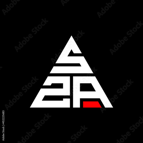 SZA triangle letter logo design with triangle shape. SZA triangle logo design monogram. SZA triangle vector logo template with red color. SZA triangular logo Simple, Elegant, and Luxurious Logo. SZA 