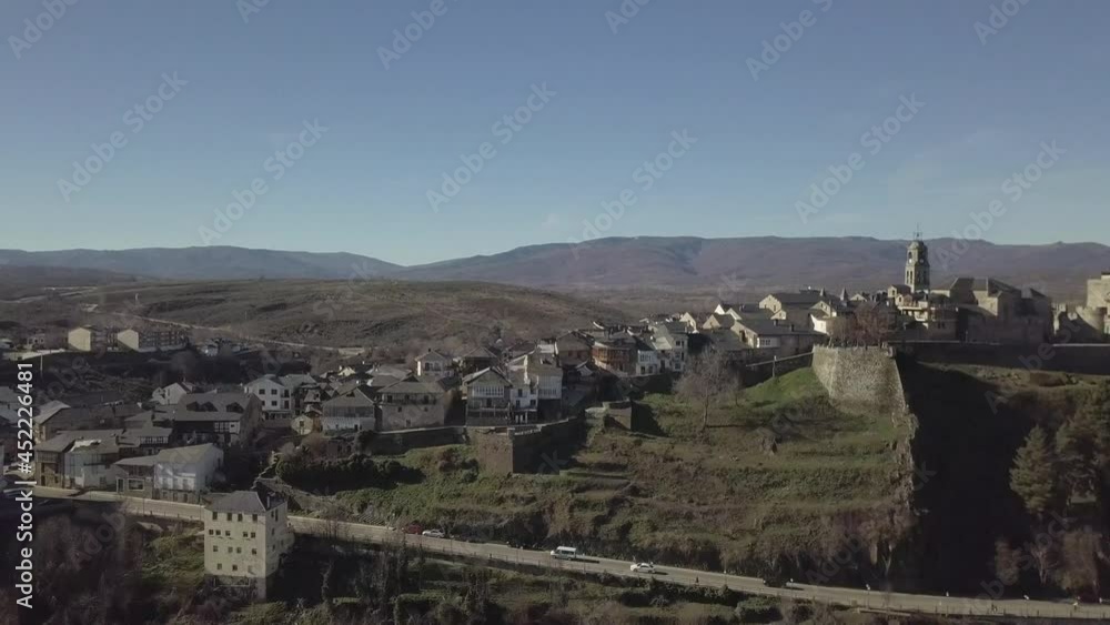 Car Tracking in a Historic Spanish Town Drone Aerial View Car Tracking in a Historic Spanish Town Drone Aerial View