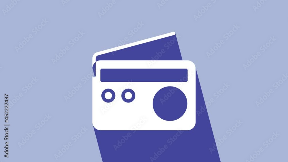 White Radio with antenna icon isolated on purple background. 4K Video motion graphic animation White Radio with antenna icon isolated on purple background. 4K Video motion graphic animation