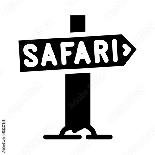 direction safari nameplate glyph icon vector. direction safari nameplate sign. isolated contour symbol black illustration