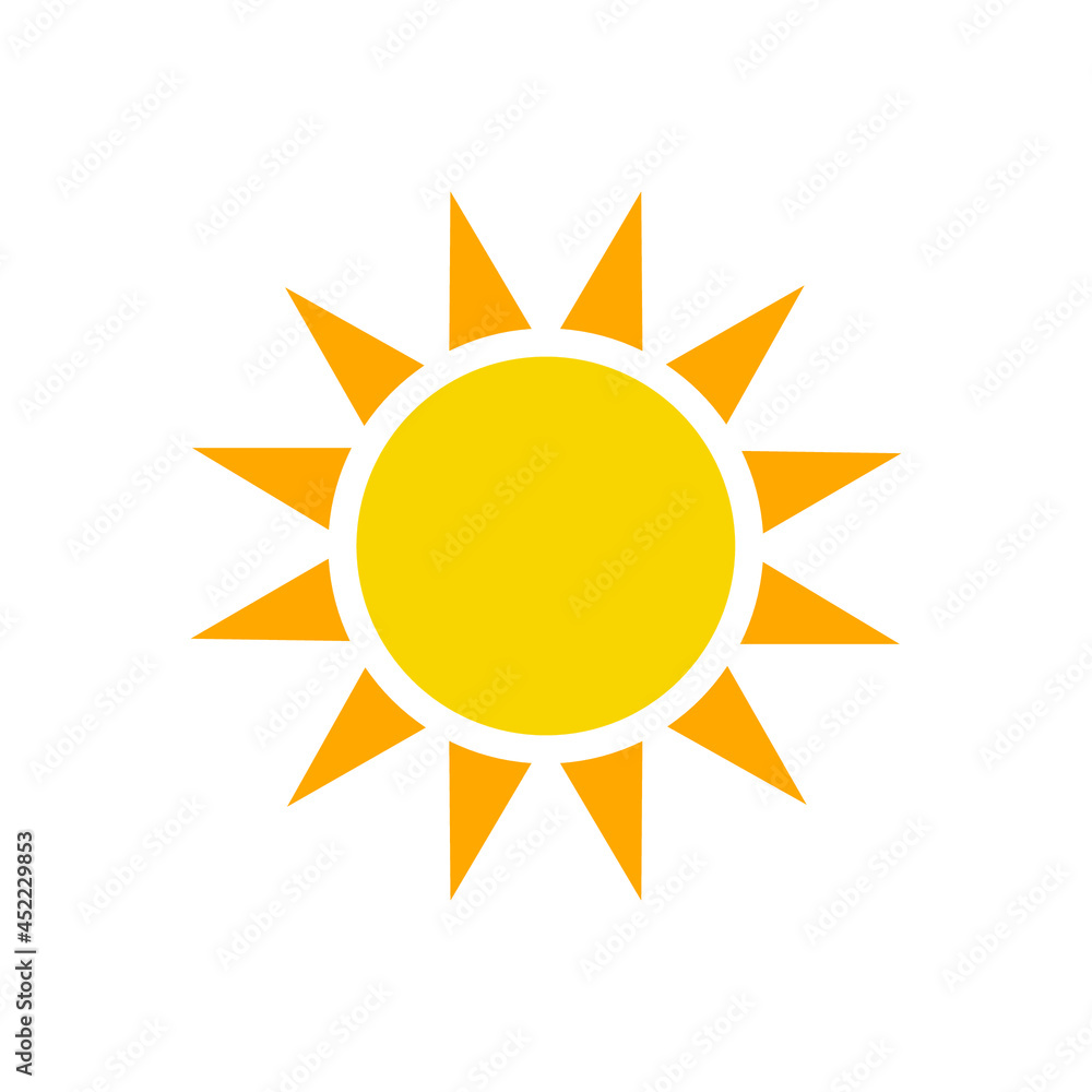 Sun heat icon. Simple flat style. Shine, warm, web, pictogram, sunlight, heat, symbol, weather concept. Vector illustration isolated on white background. EPS 10 Sun heat icon. Simple flat style. Shine, warm, web, pictogram, sunlight, heat, symbol, weather concept. Vector illustration isolated on white background. EPS 10