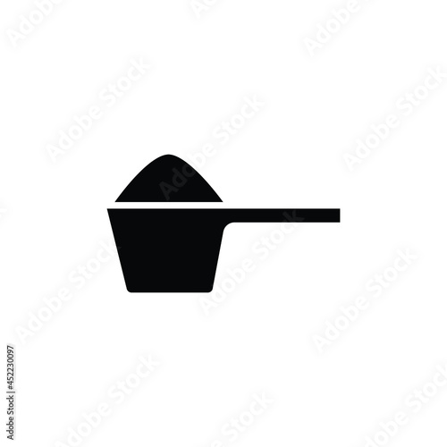 Scoop glyph icon. Simple solid style. powder, spoon, detergent, cup, laundry, cartoon, pile concept. Sign symbol design. Vector illustration isolated on white background. EPS 10