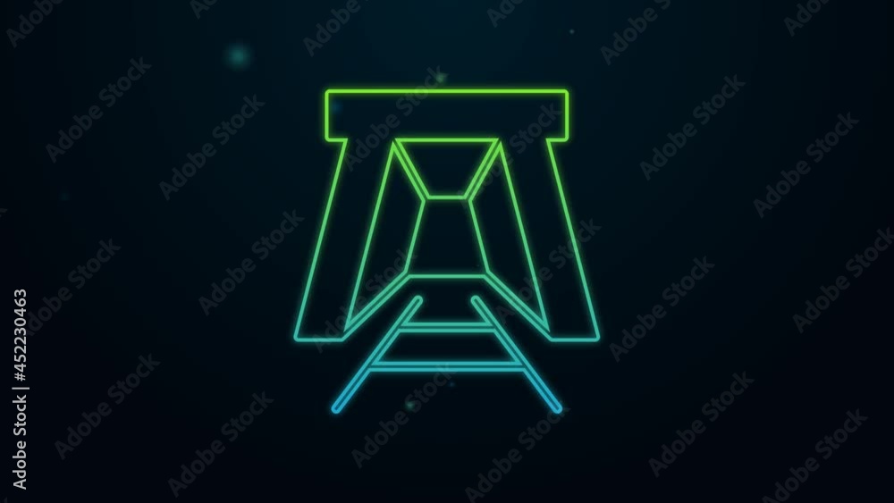 Glowing neon line Mine entrance icon isolated on black background. 4K Video motion graphic animation Glowing neon line Mine entrance icon isolated on black background. 4K Video motion graphic animation