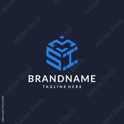SI logo hexagon designs, best monogram initial logo with hexagonal shape design ideas